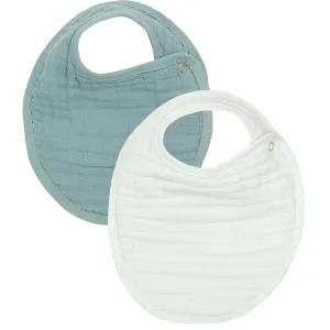 Baby Bib | Cloud Muslin | Steel    White | Lou Lou and Co.