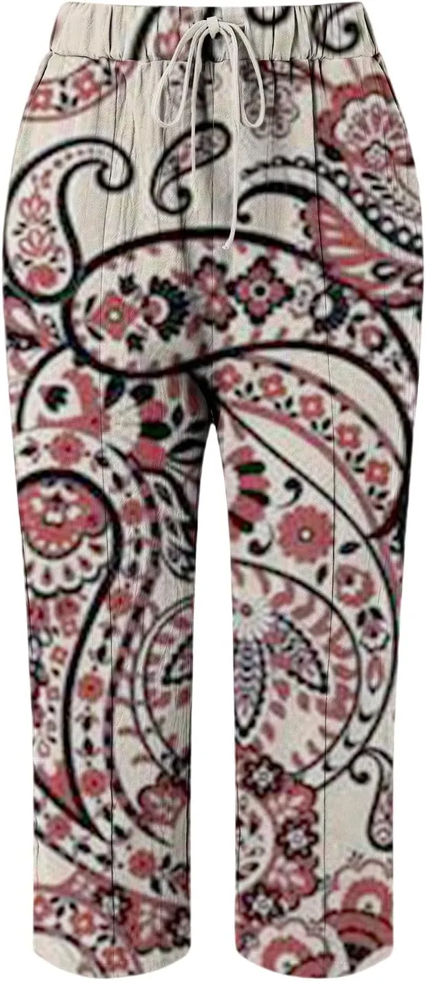 Beach Vacation Clothes for Women Drawstring Pants High Waist Casual Lounge Pant Workout Sets for Women Summer Pants