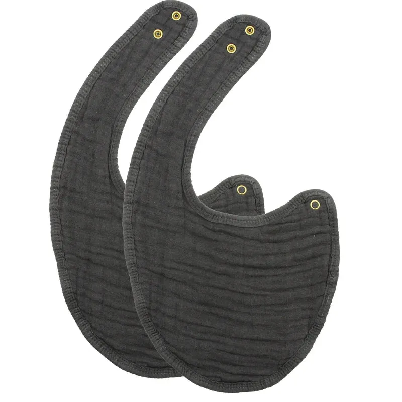 Cloud Muslin Bib 2 Pack, Charcoal