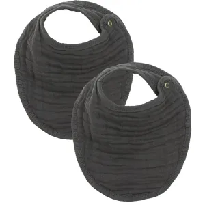 Cloud Muslin Bib 2 Pack, Charcoal