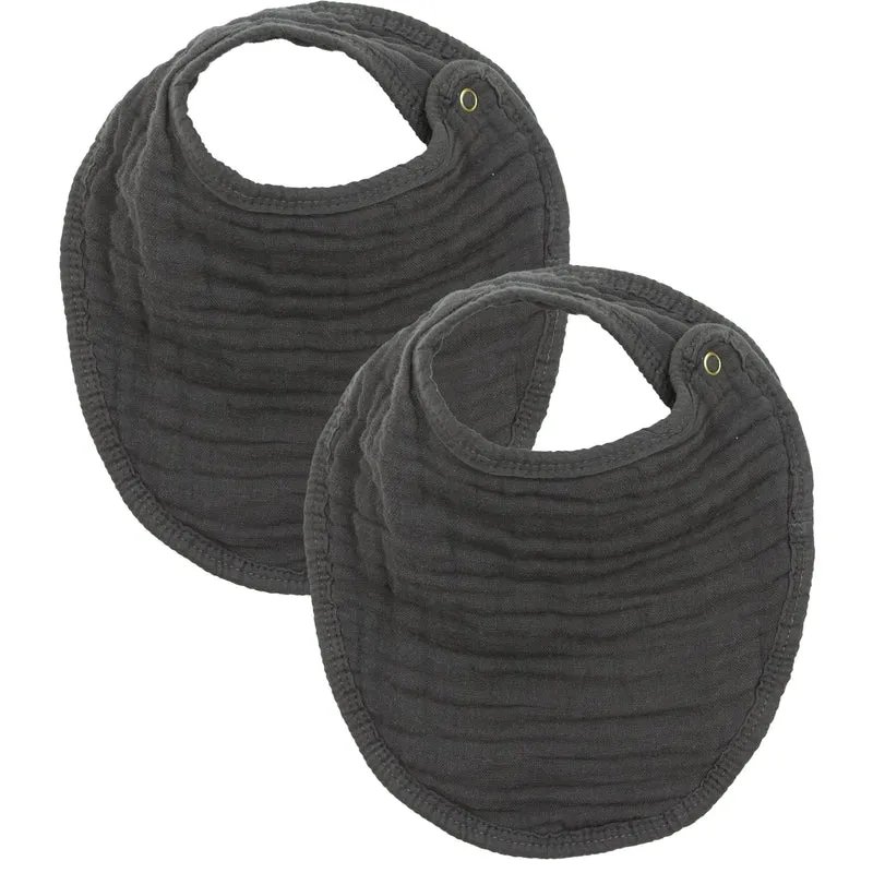 Cloud Muslin Bib 2 Pack, Charcoal