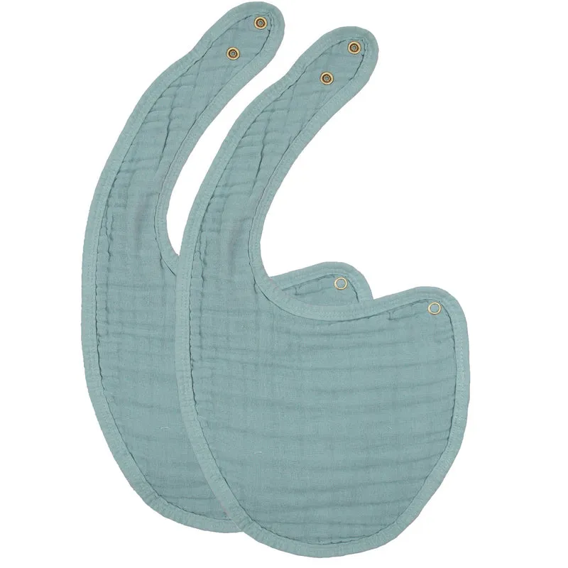 Cloud Muslin Bib 2 Pack, Steel
