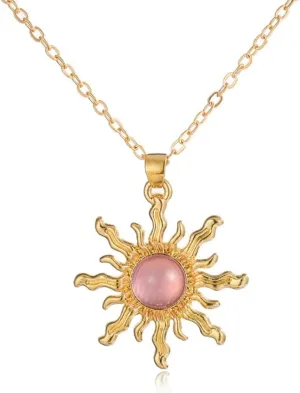 COLORFUL BLING Dainty Sun Choker Necklace for Women Sunflower with Multicolor Crystal Pendant Necklace Minimalist Jewelry