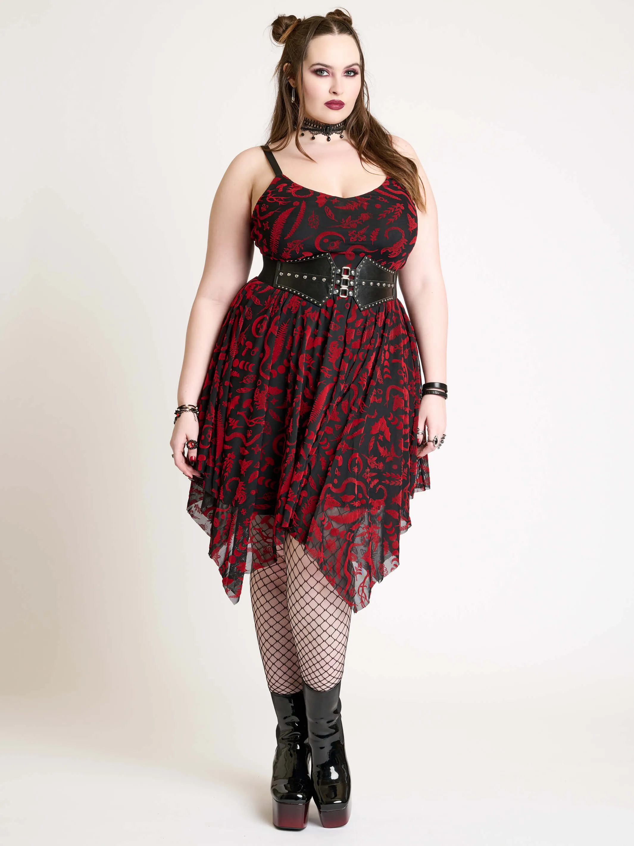 Creatures Flocked Mesh Dress