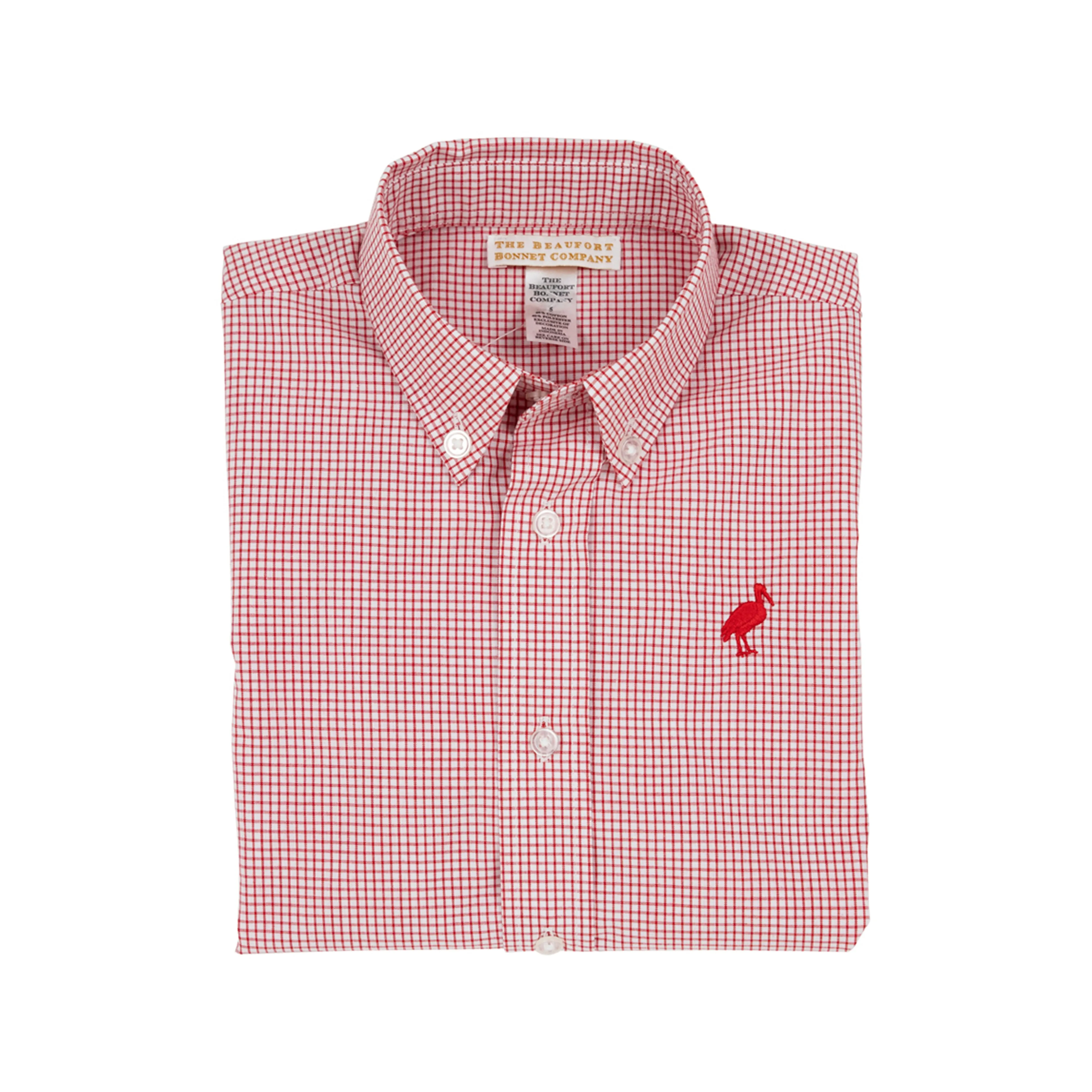 Dean's List Dress Shirt - Richmond Red Windowpane with Richmond Red Stork
