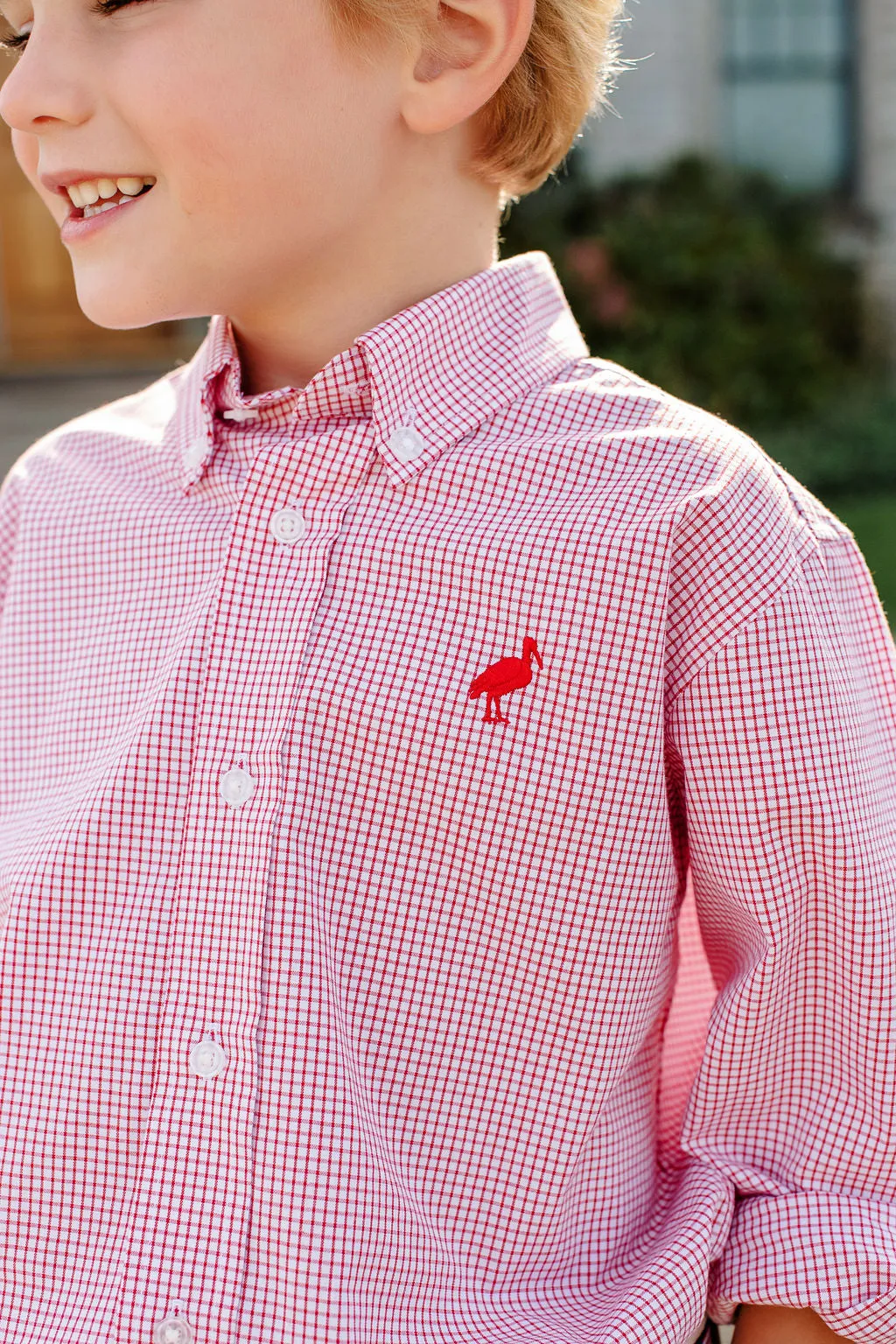 Dean's List Dress Shirt - Richmond Red Windowpane with Richmond Red Stork