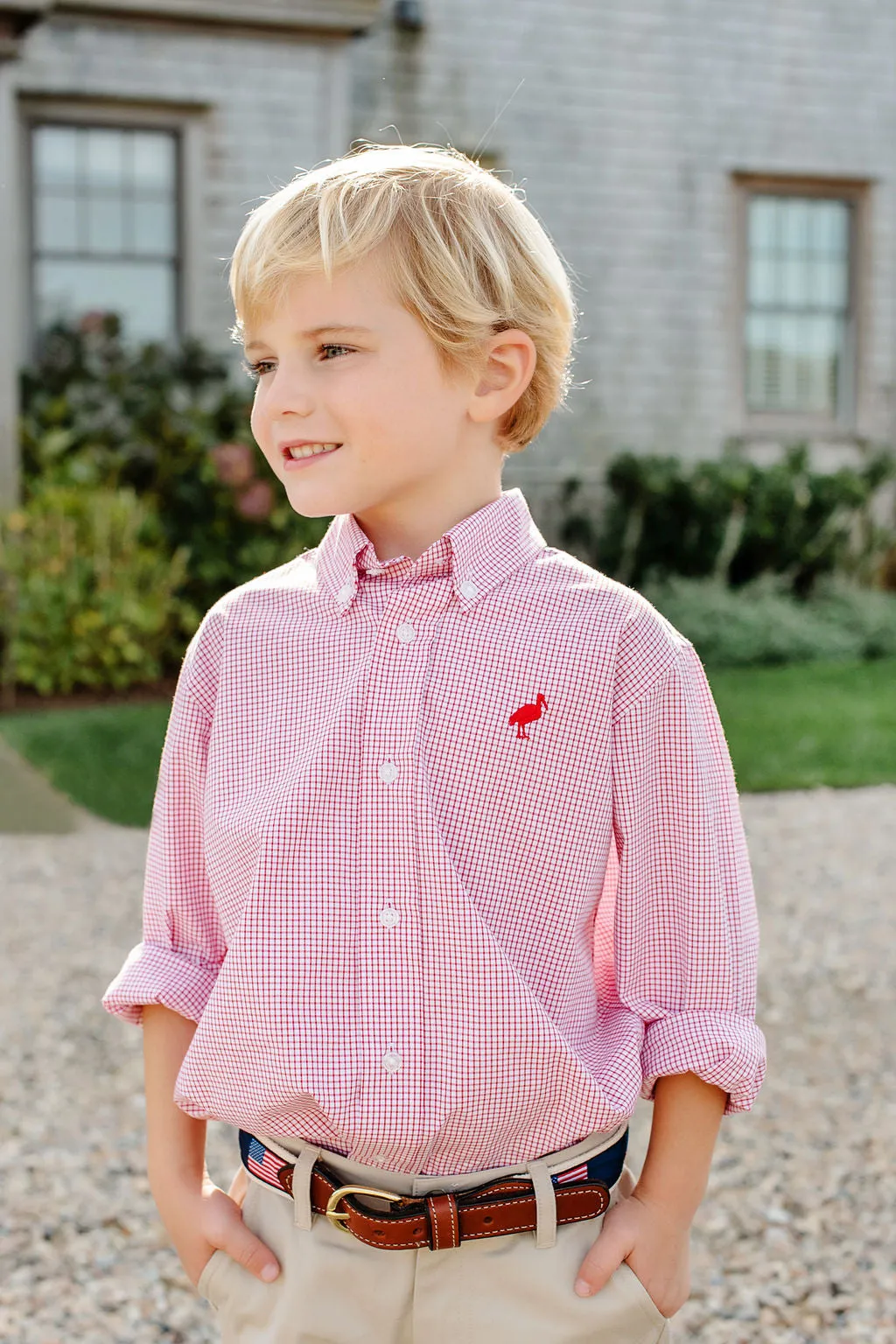 Dean's List Dress Shirt - Richmond Red Windowpane with Richmond Red Stork
