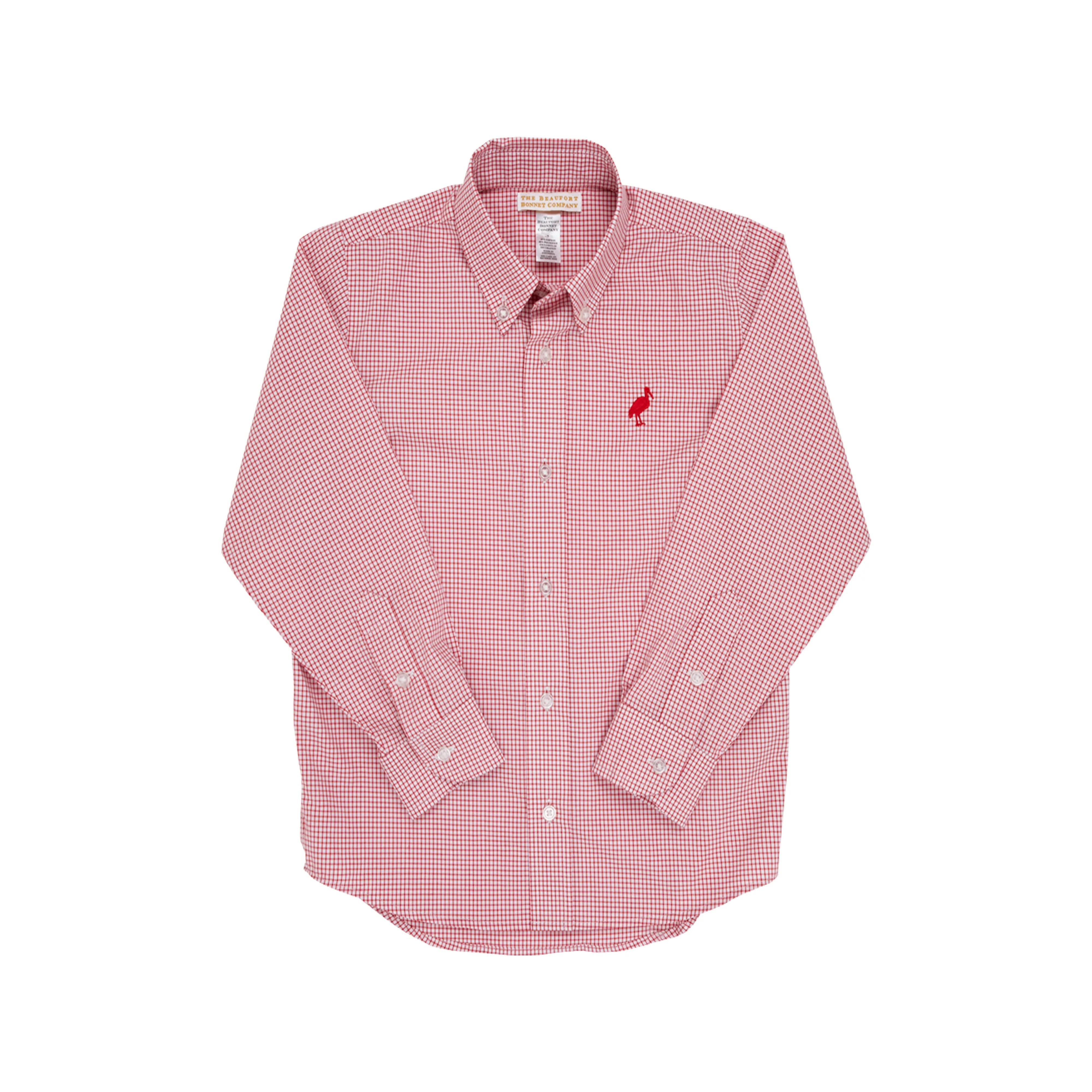 Dean's List Dress Shirt - Richmond Red Windowpane with Richmond Red Stork