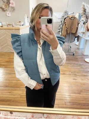 Denim Ruffle Vest