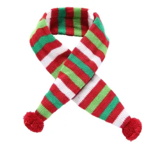 Dog Scarf Christmas Pet Accessories Winter Warmth Pet Scarf - Size Xl Red And Green Stripes