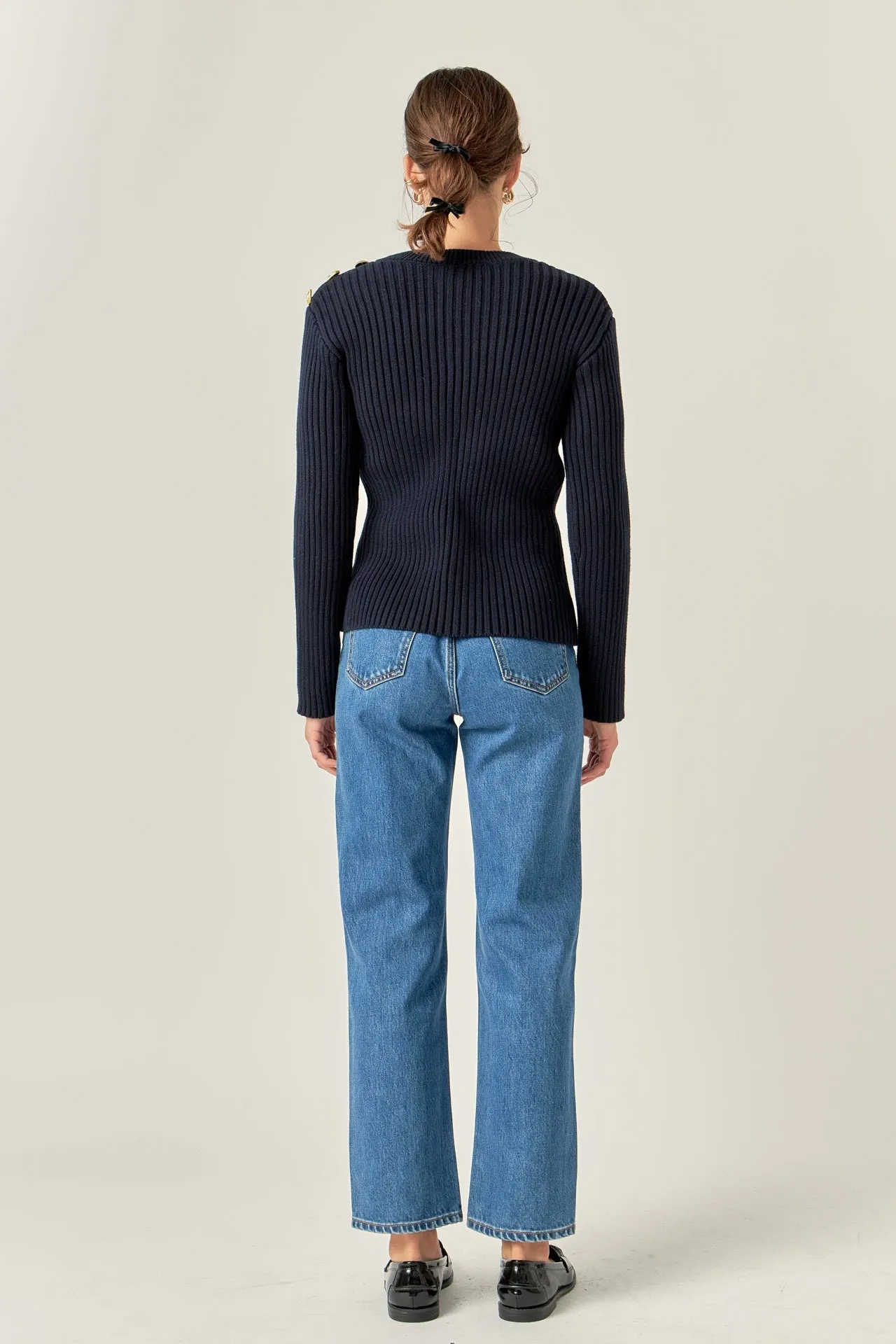English Factory - Gold Button Detailed Knit Top