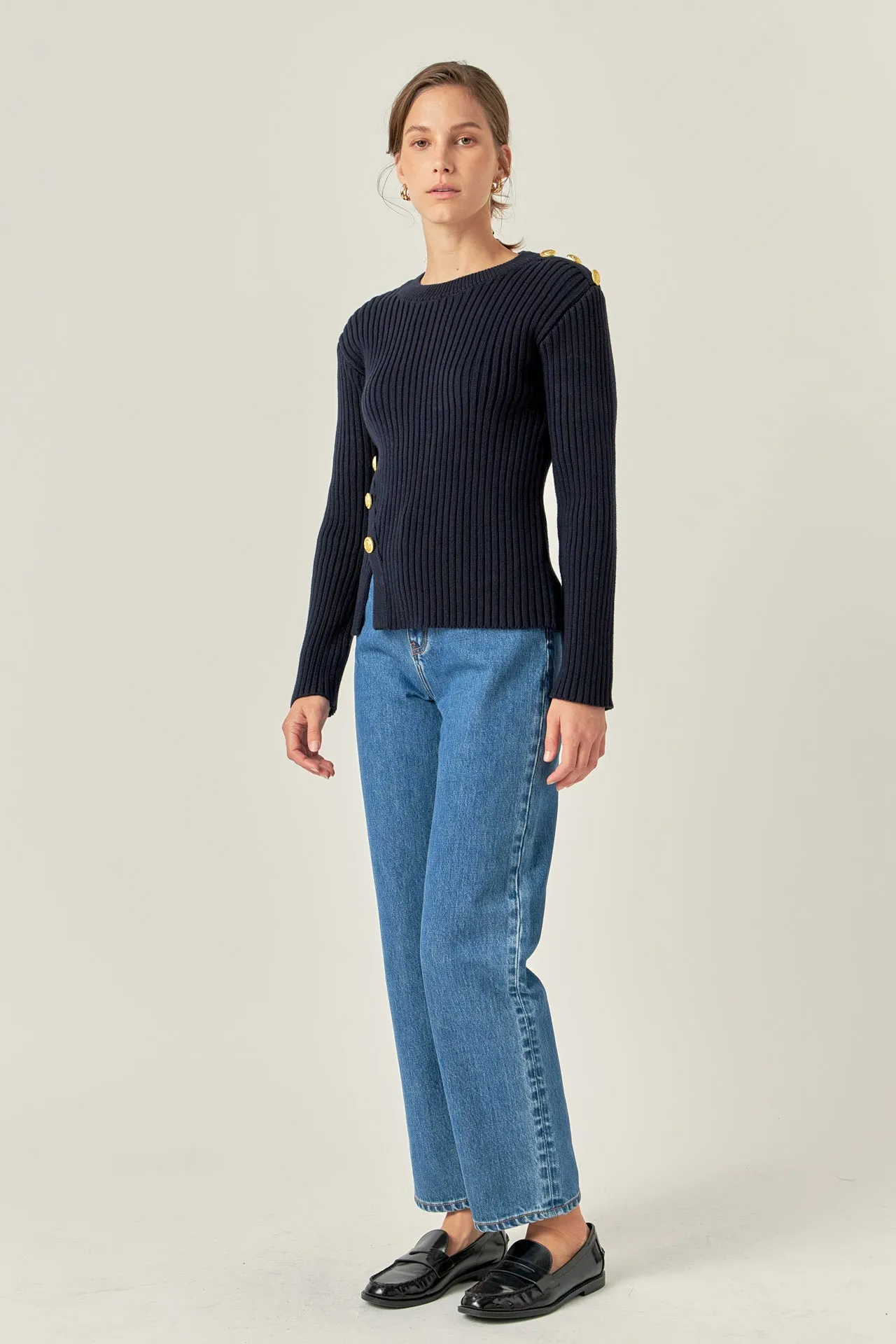 English Factory - Gold Button Detailed Knit Top