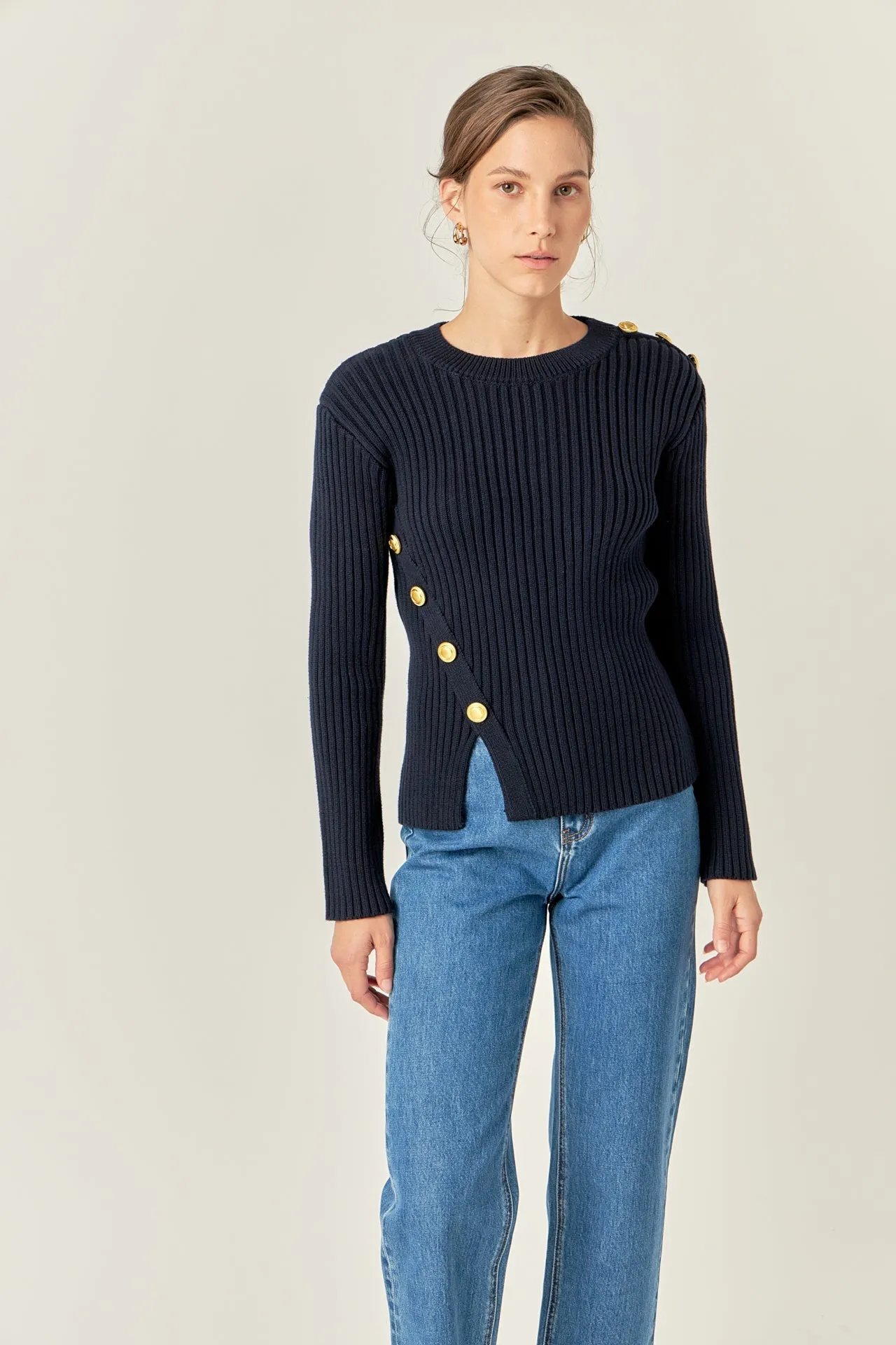English Factory - Gold Button Detailed Knit Top