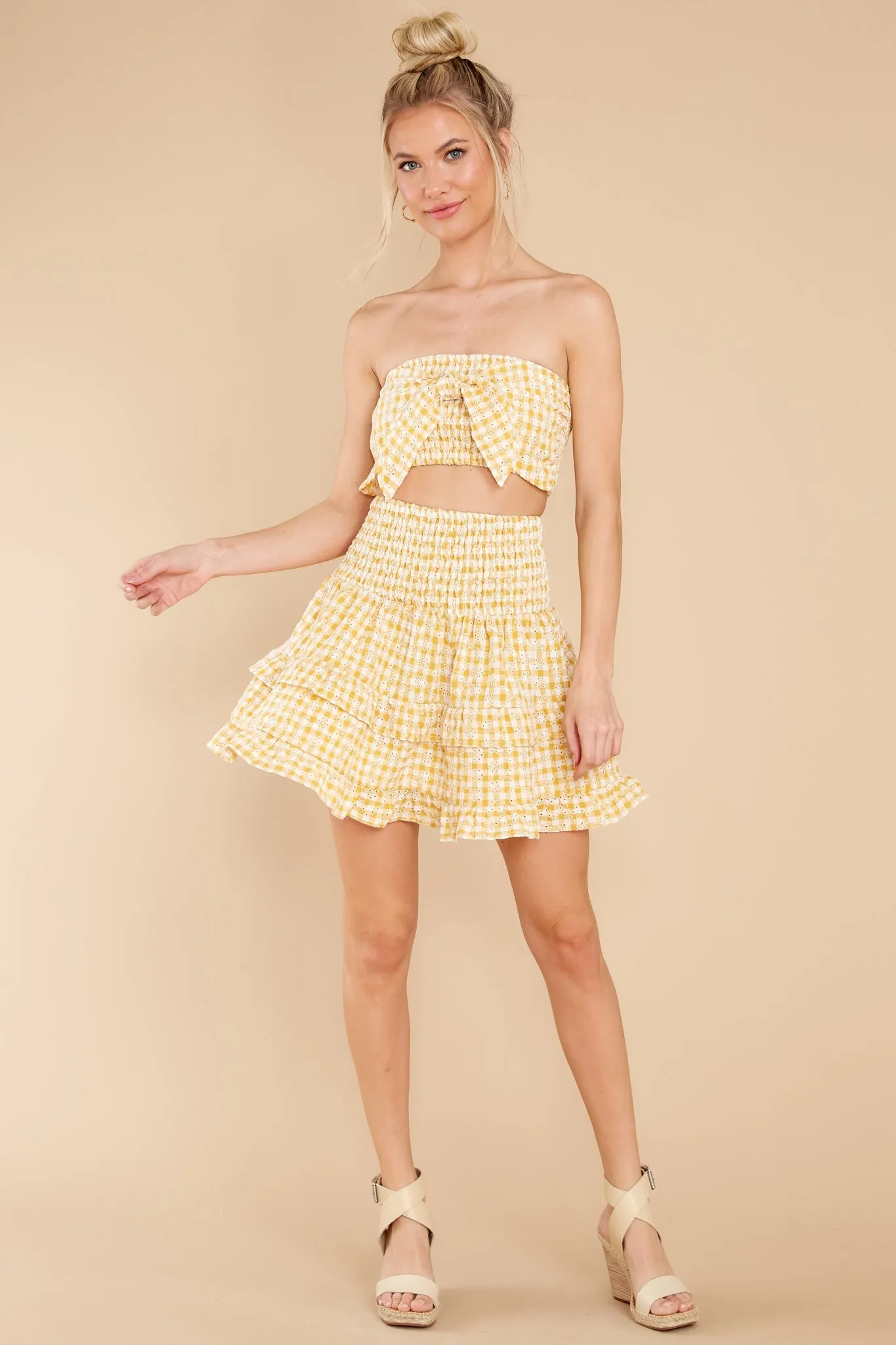 Feeling Confident Yellow Gingham Crop Top
