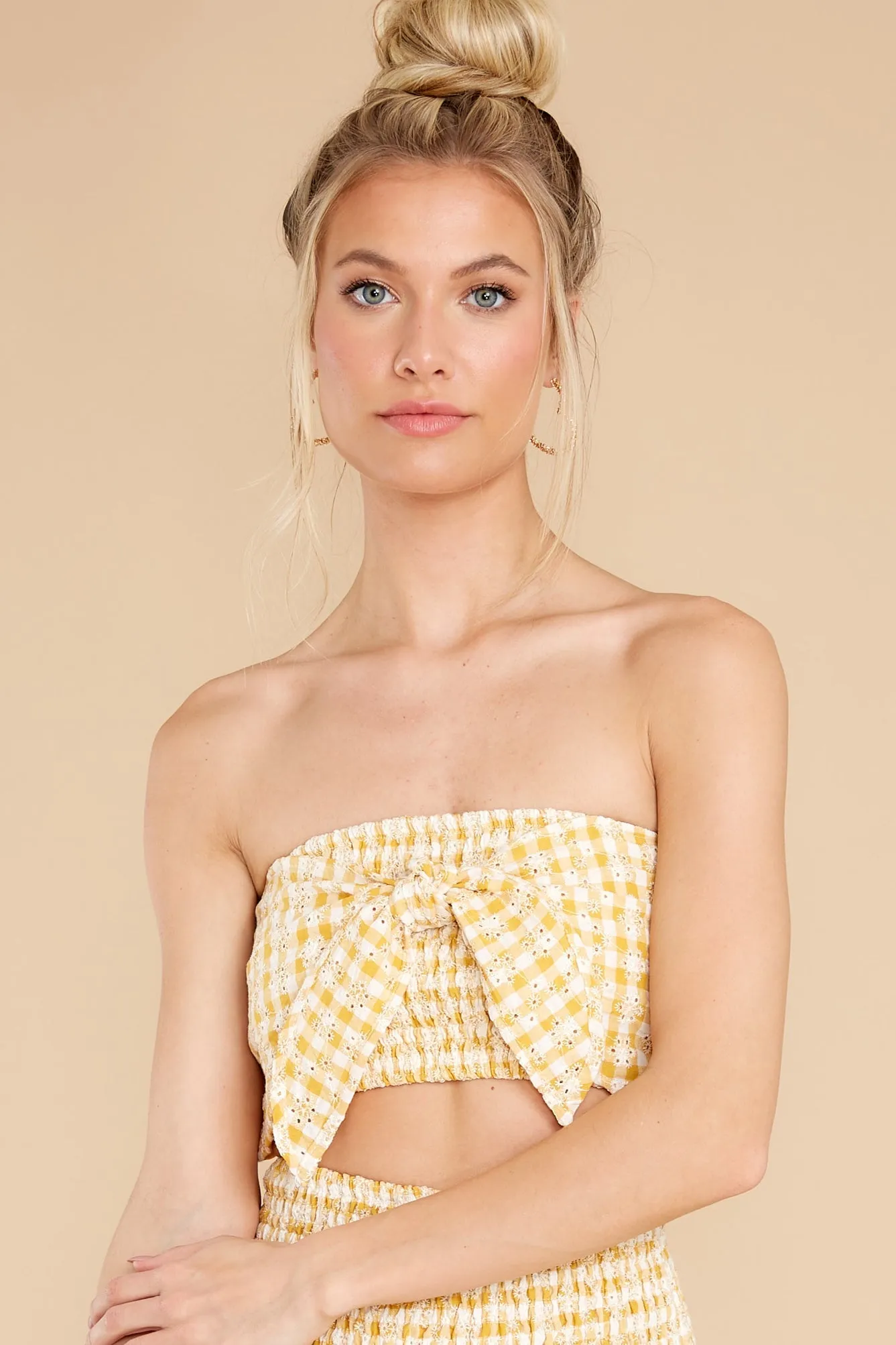 Feeling Confident Yellow Gingham Crop Top