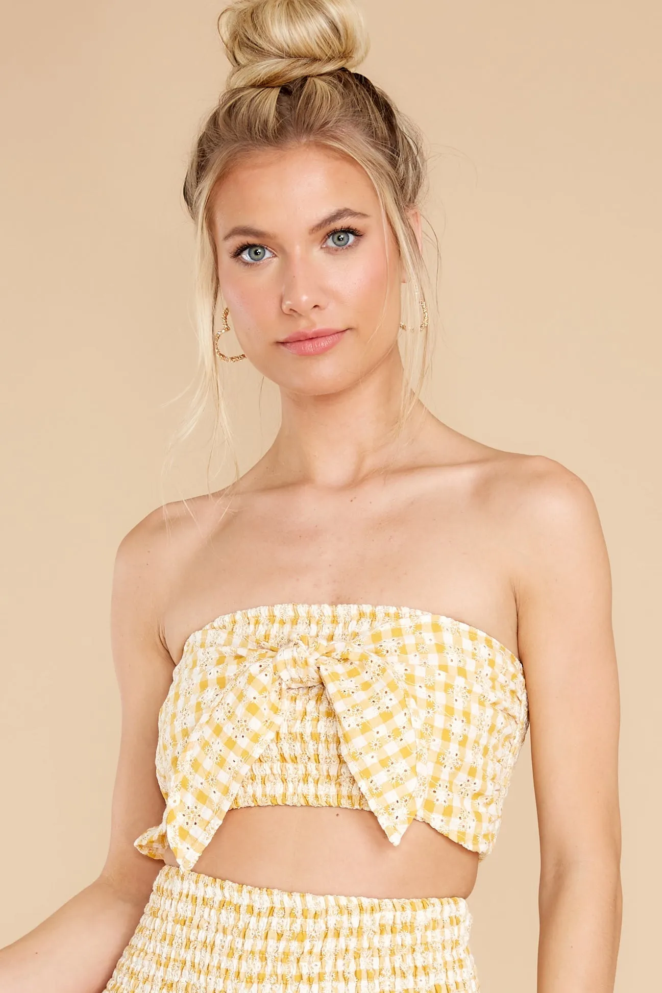Feeling Confident Yellow Gingham Crop Top