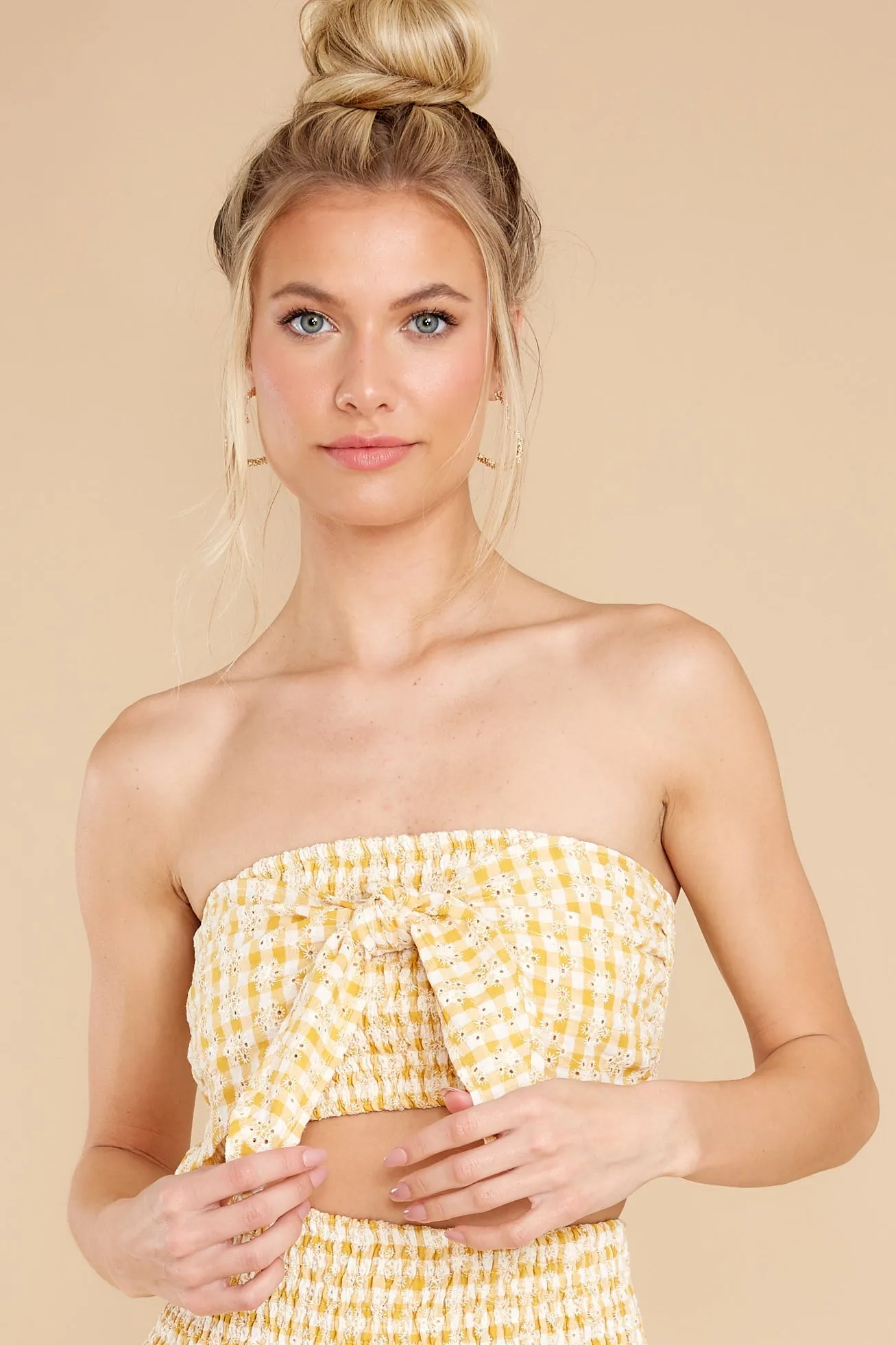 Feeling Confident Yellow Gingham Crop Top