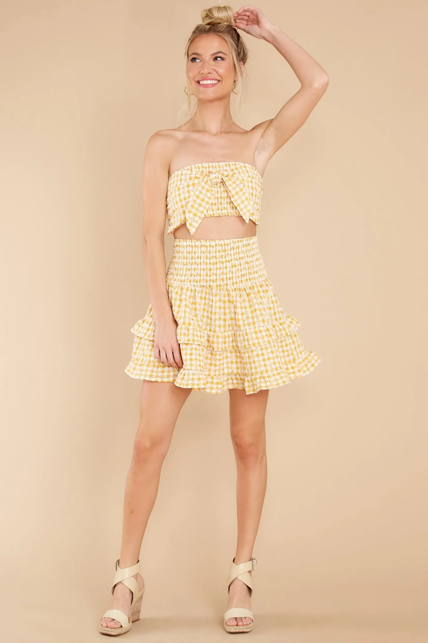 Feeling Confident Yellow Gingham Crop Top