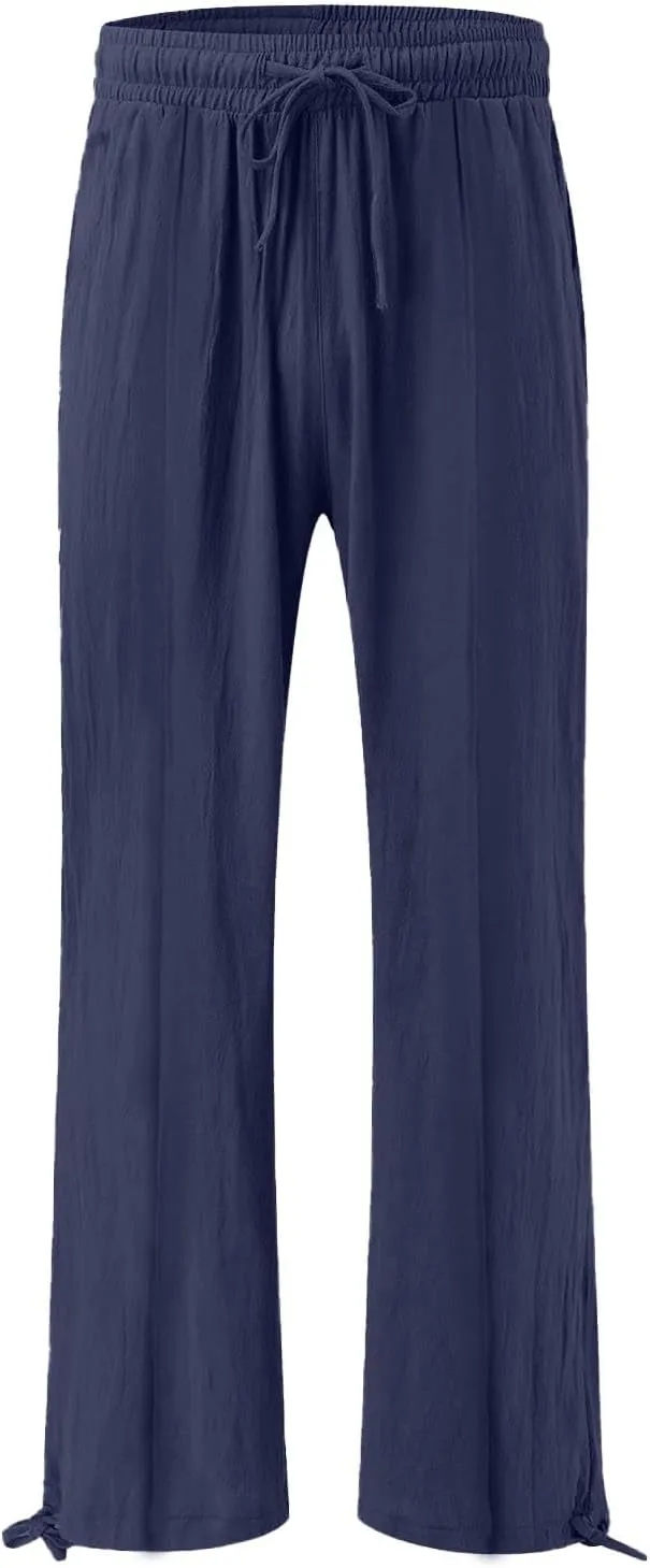GIERIDUC Wide Leg Dress Pants Womens Palazzo 2025 Baggy Linen Trousers Flowy Summer High Waisted Business Work Casual Pants