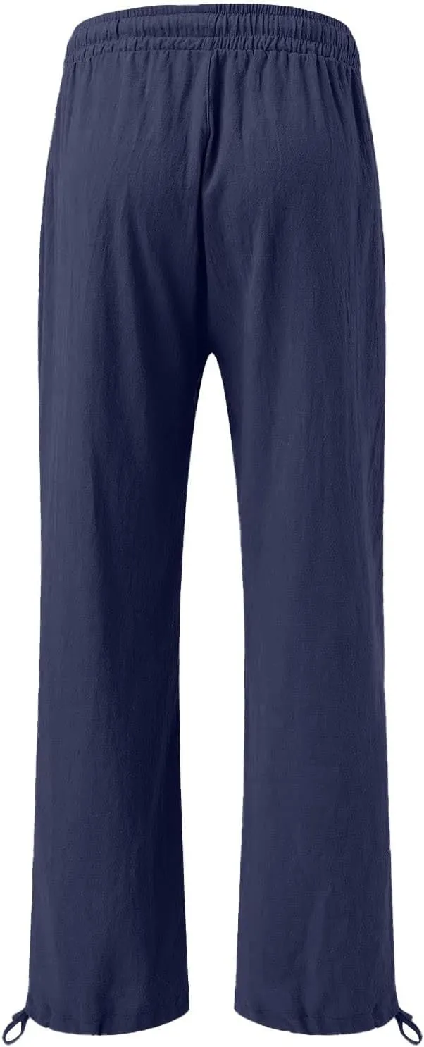 GIERIDUC Wide Leg Dress Pants Womens Palazzo 2025 Baggy Linen Trousers Flowy Summer High Waisted Business Work Casual Pants