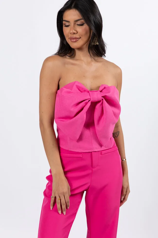 Glamorous Moments Pink Strapless Bow Top FINAL SALE