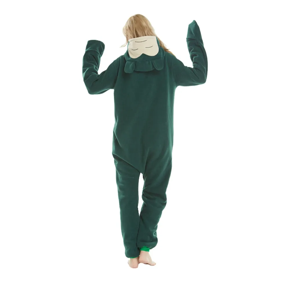 Green Onesie  Kigurumis Women Men Couple Pajama Polar Fleece Funny Cute Suit Winter Street Wear Animal Cartoon Overalls