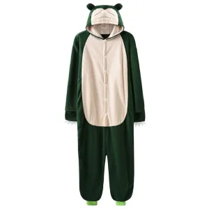 Green Onesie  Kigurumis Women Men Couple Pajama Polar Fleece Funny Cute Suit Winter Street Wear Animal Cartoon Overalls