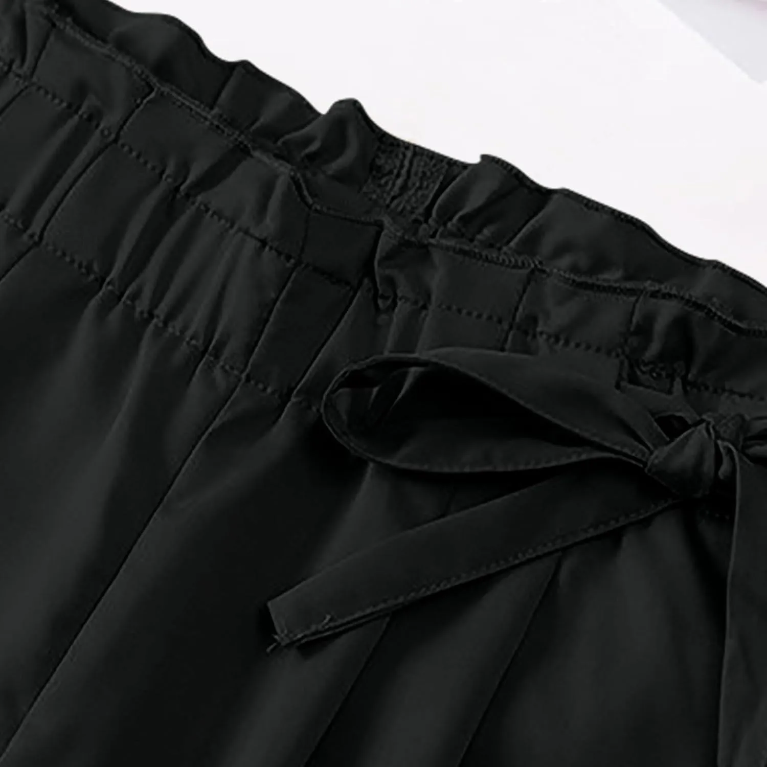 High Waist Pencil Pants for Womens Dressy Bow Knot Cotton Pants Straight Leg Business Work Trousers with Pockets