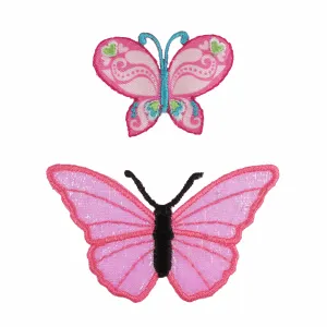 Iron-On/Sew On Motif Patch - Pink Butterflies