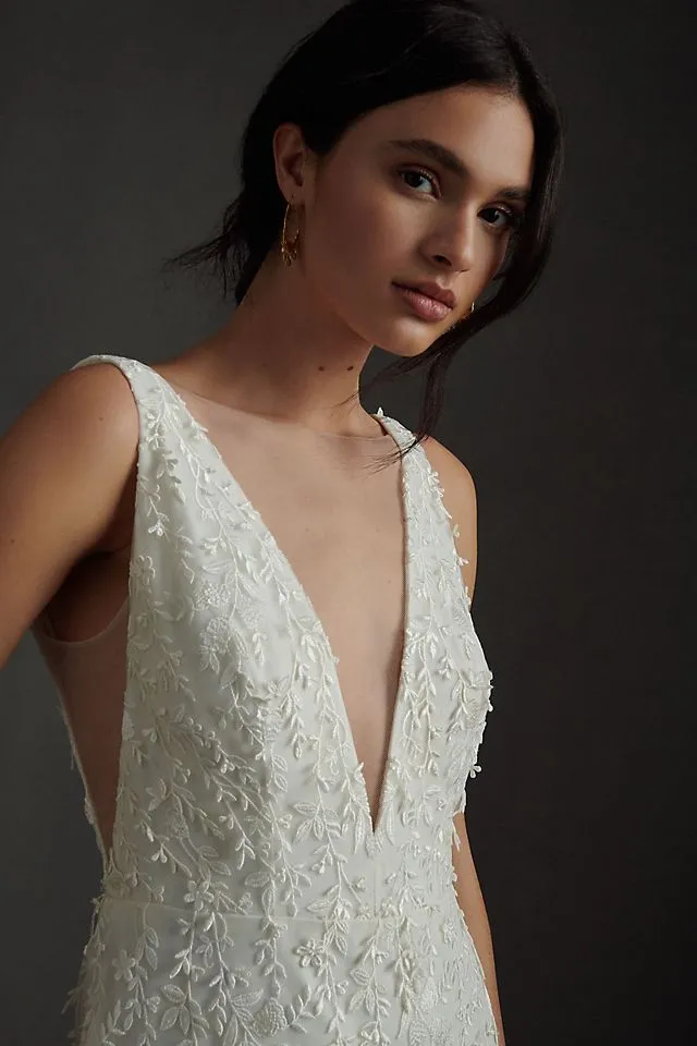Jenny by Jenny Yoo Lourdes Lace Wedding Dress with V-Neck and Convertible Sleeves , light 01