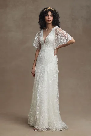 Jenny by Jenny Yoo Lourdes Lace Wedding Dress with V-Neck and Convertible Sleeves , light 01