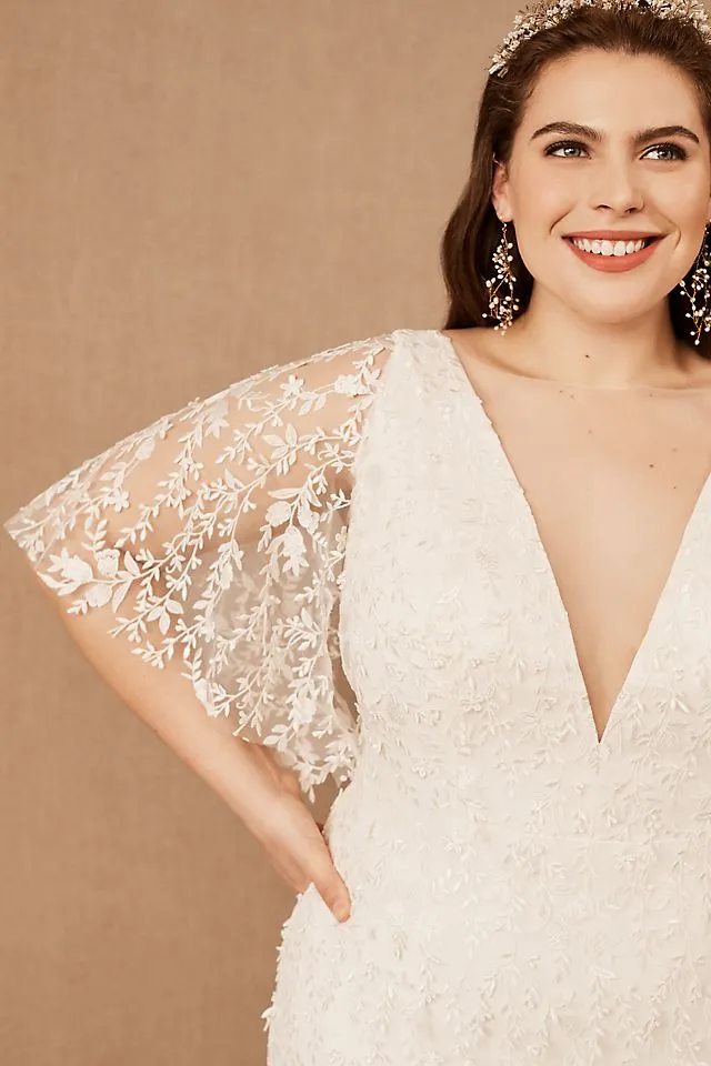 Jenny by Jenny Yoo Lourdes Lace Wedding Dress with V-Neck and Convertible Sleeves , light 01
