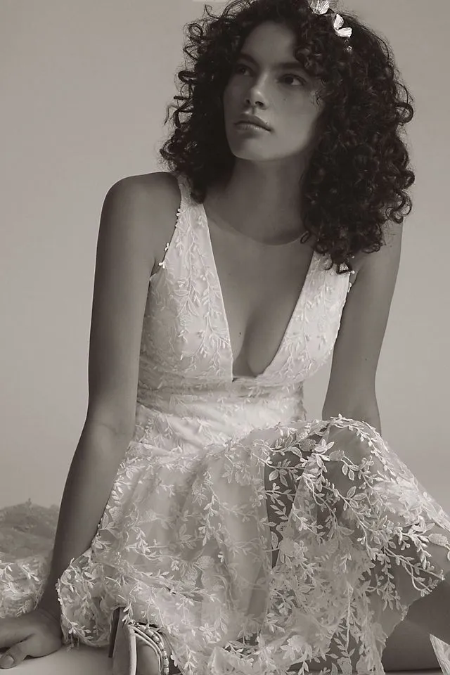Jenny by Jenny Yoo Lourdes Lace Wedding Dress with V-Neck and Convertible Sleeves , light 01