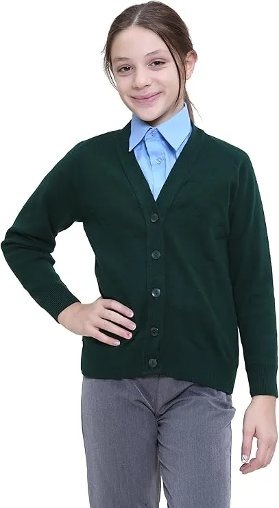 KHIM Children School wear Knitted Cardigan Sweater Girls Boys Full Sleeve Tops
