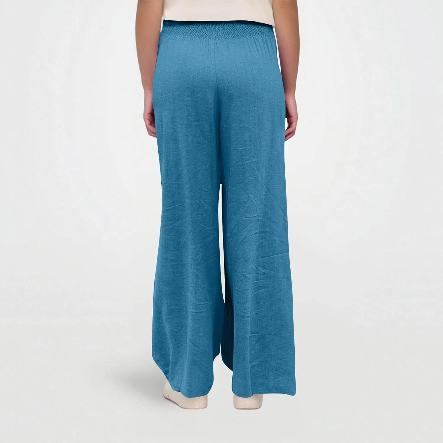 Linen Pants Woman Summer High Waist Palazzo Pants Pleated Baggy Pant Dressy Trousers with Pockets (S-XXL)