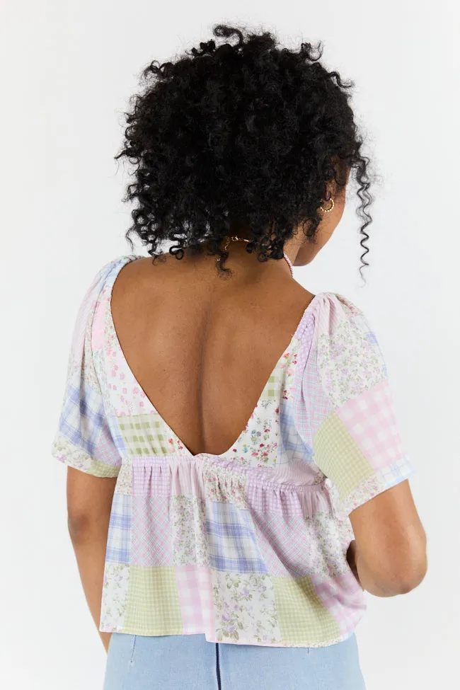 Luminous Days Multi Patch Print Short Sleeve Blouse SALE