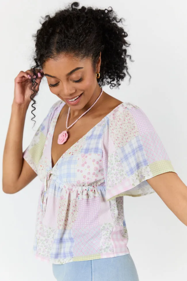 Luminous Days Multi Patch Print Short Sleeve Blouse SALE