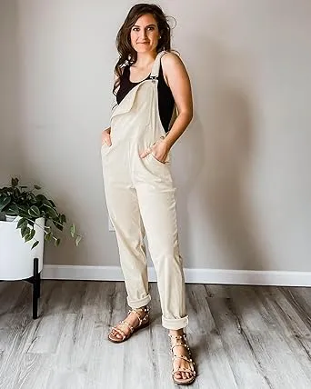 LUVAMIA Women's Fashion Adjustable Strap Overall Pocket Bib Overall Tapered Leg Classic Overall