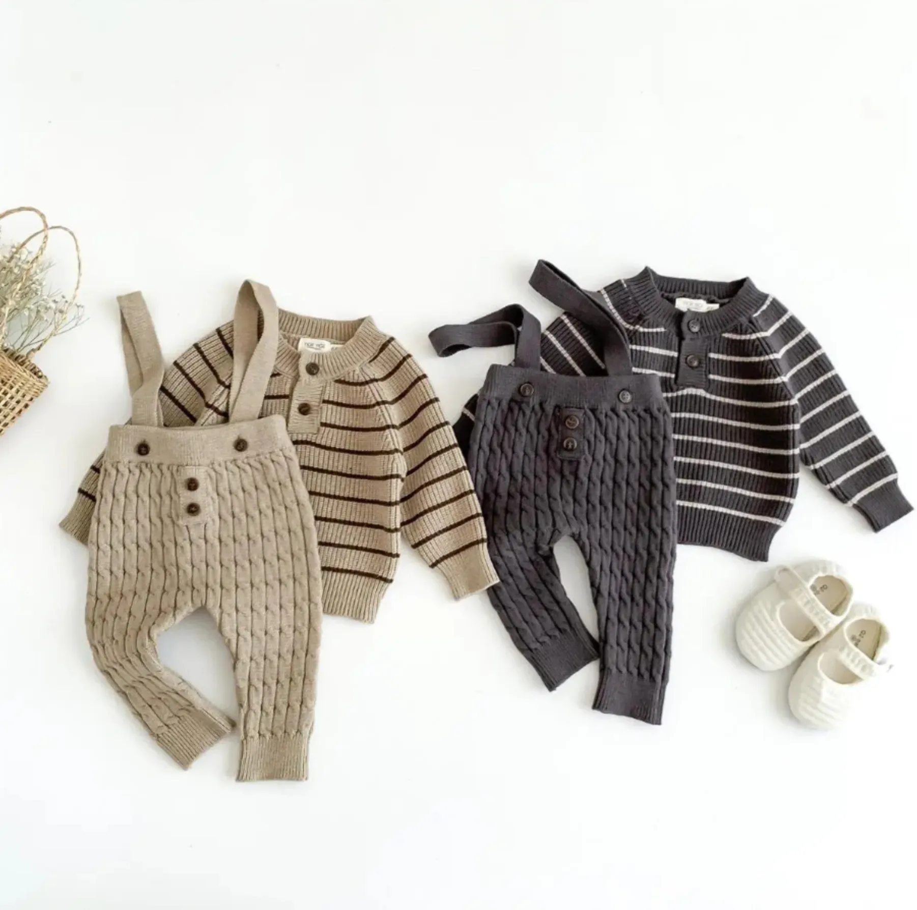 Petite Knit® Classic Stripes Sweater & Overalls Set