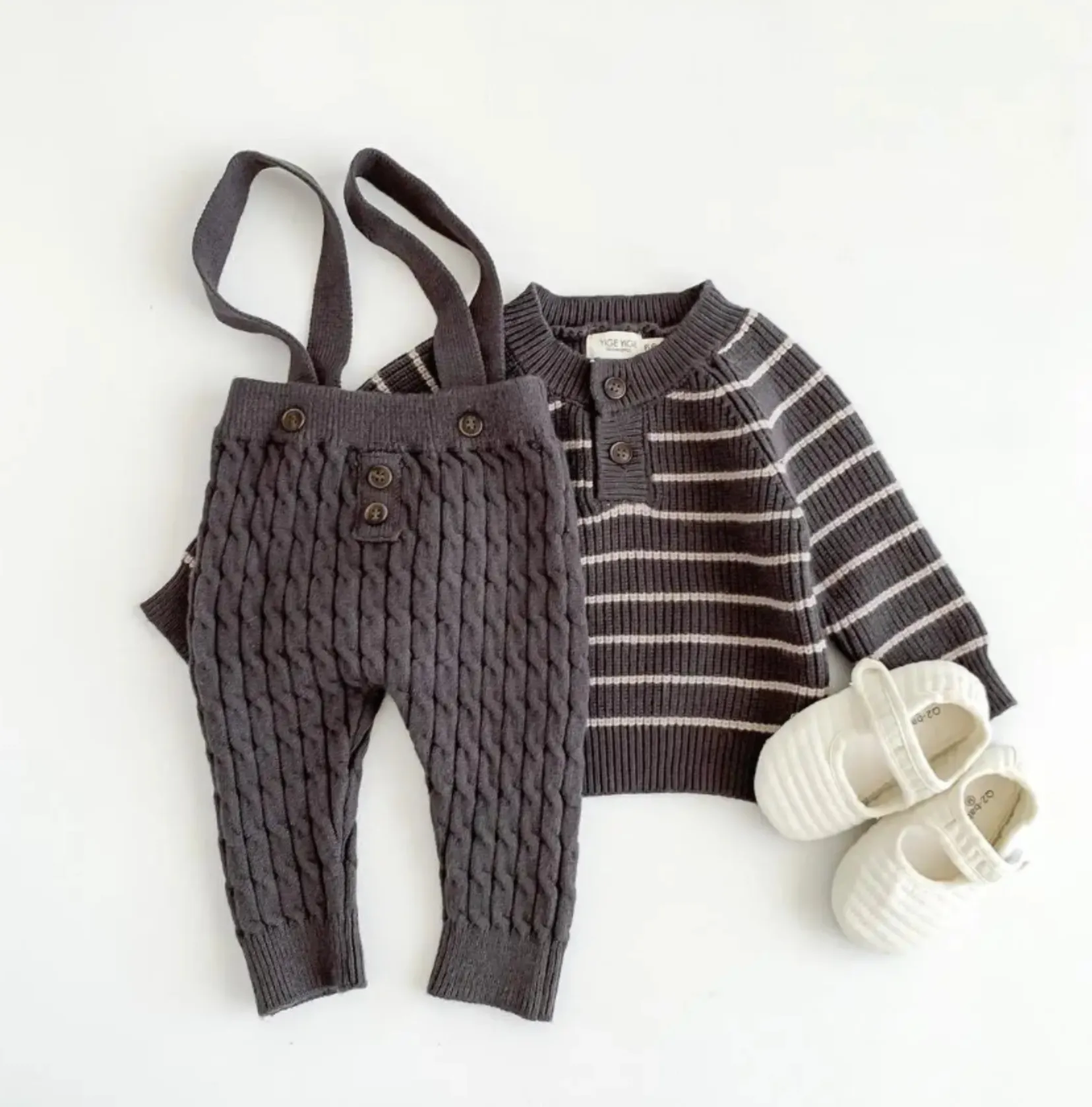 Petite Knit® Classic Stripes Sweater & Overalls Set