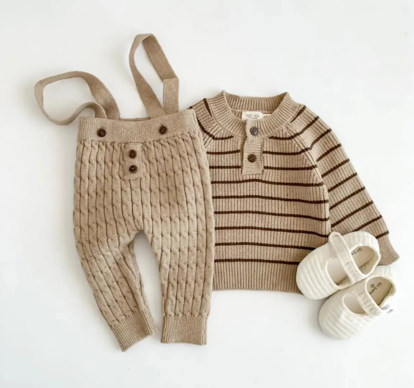 Petite Knit® Classic Stripes Sweater & Overalls Set