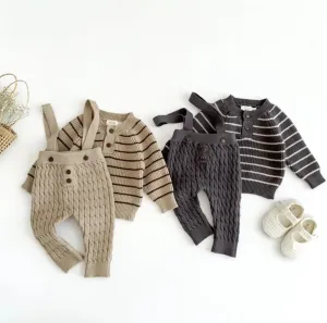 Petite Knit® Classic Stripes Sweater & Overalls Set