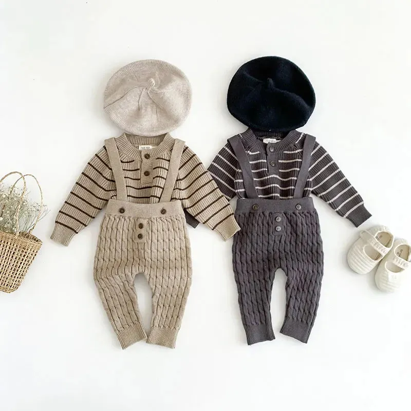 Petite Knit® Classic Stripes Sweater & Overalls Set