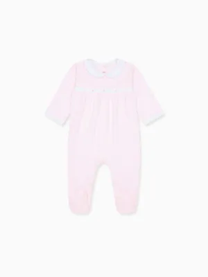 Pink Rosalia Smock Baby Girl Sleepsuit