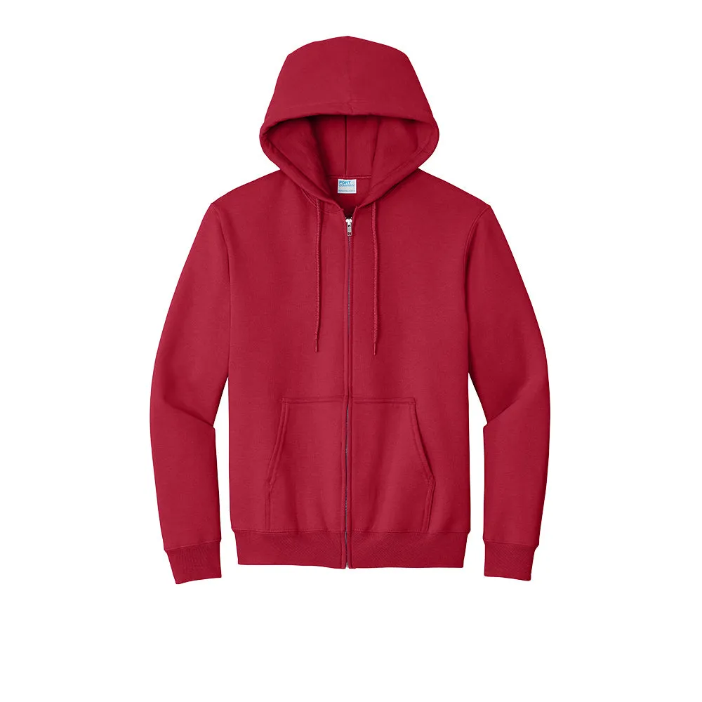 Port & Company® Essential Fleece Full-Zip Hooded Sweatshirt - Red