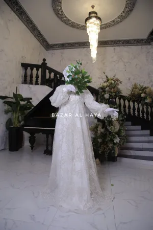 Rana Bridal Silk Gown Abaya & Lace Cloak Set For Walima & Wedding