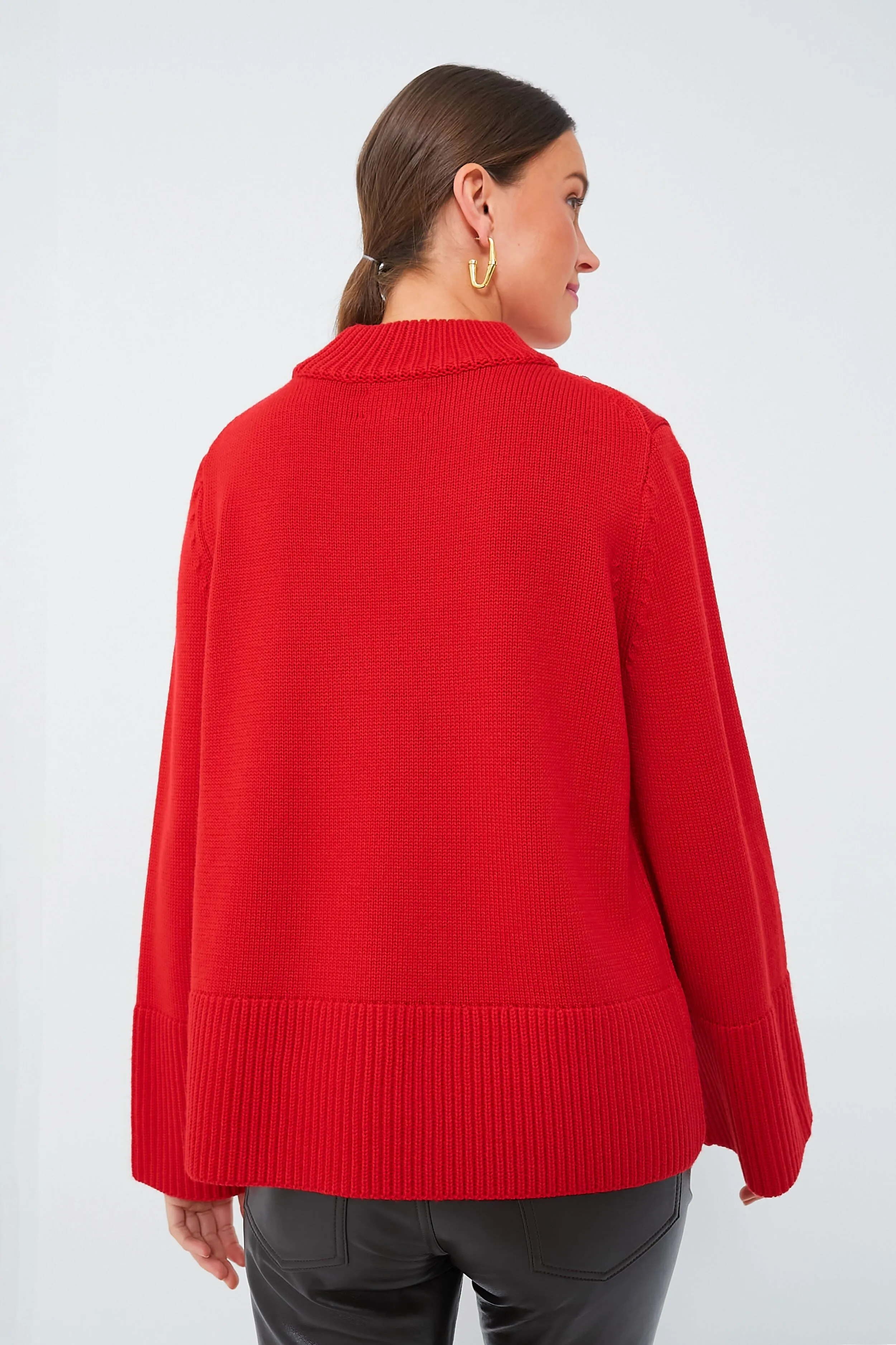 Red Crewneck Spencer Sweater