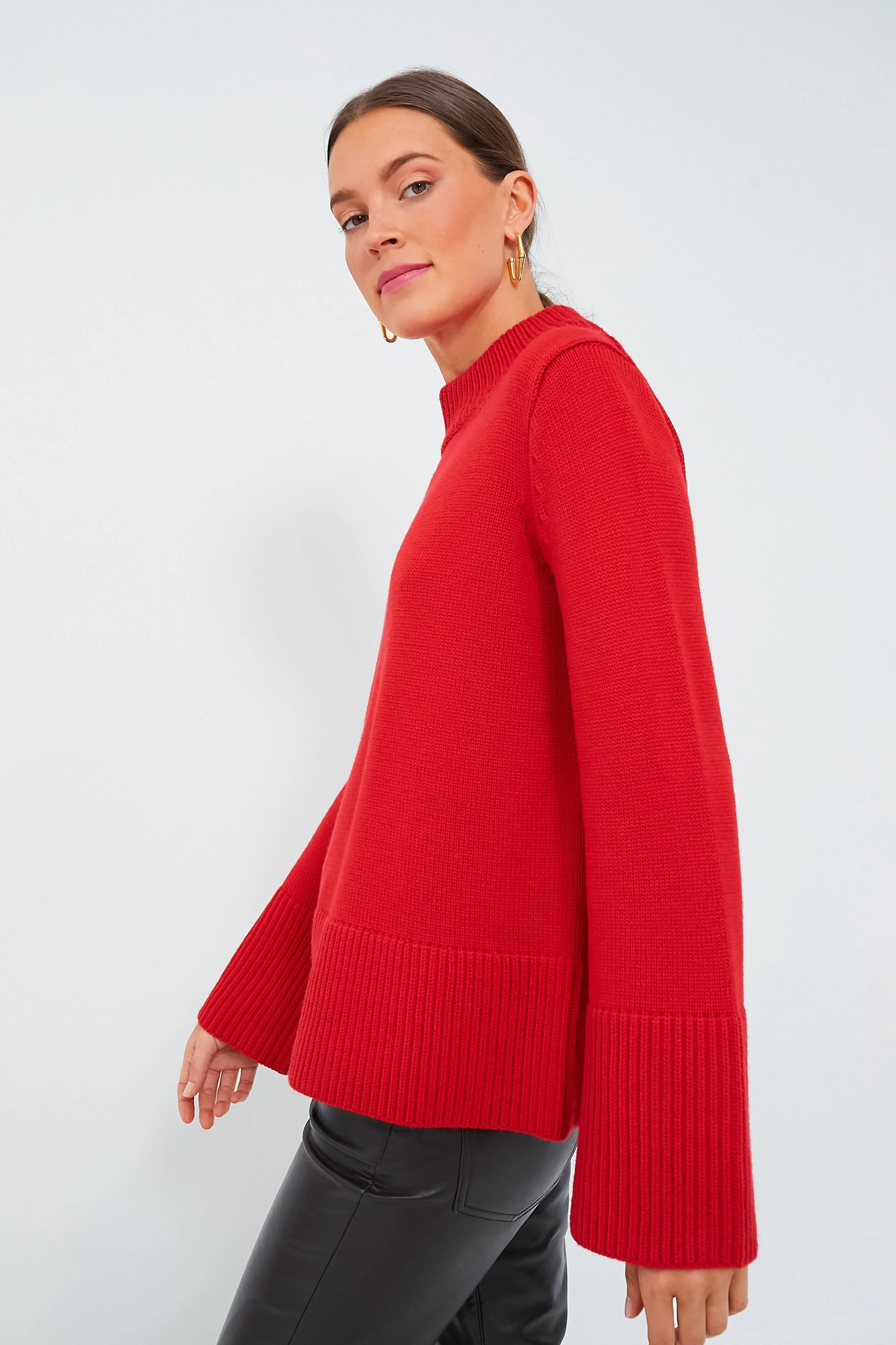 Red Crewneck Spencer Sweater