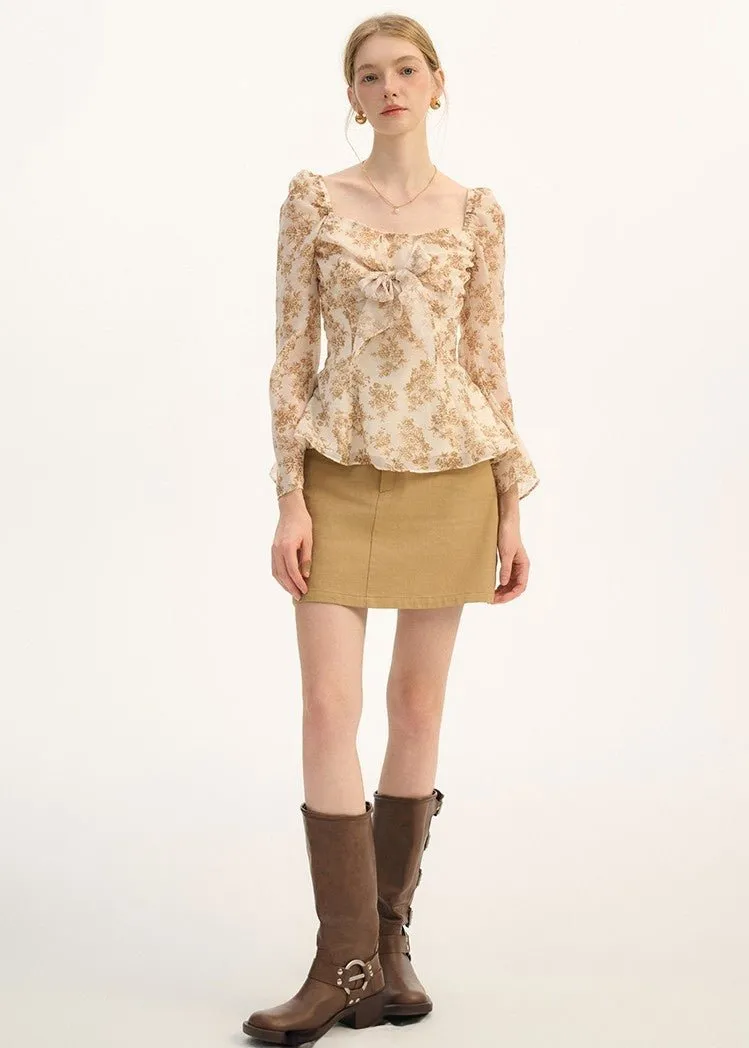 RETRO FLORAL CHIFFON SHIRT