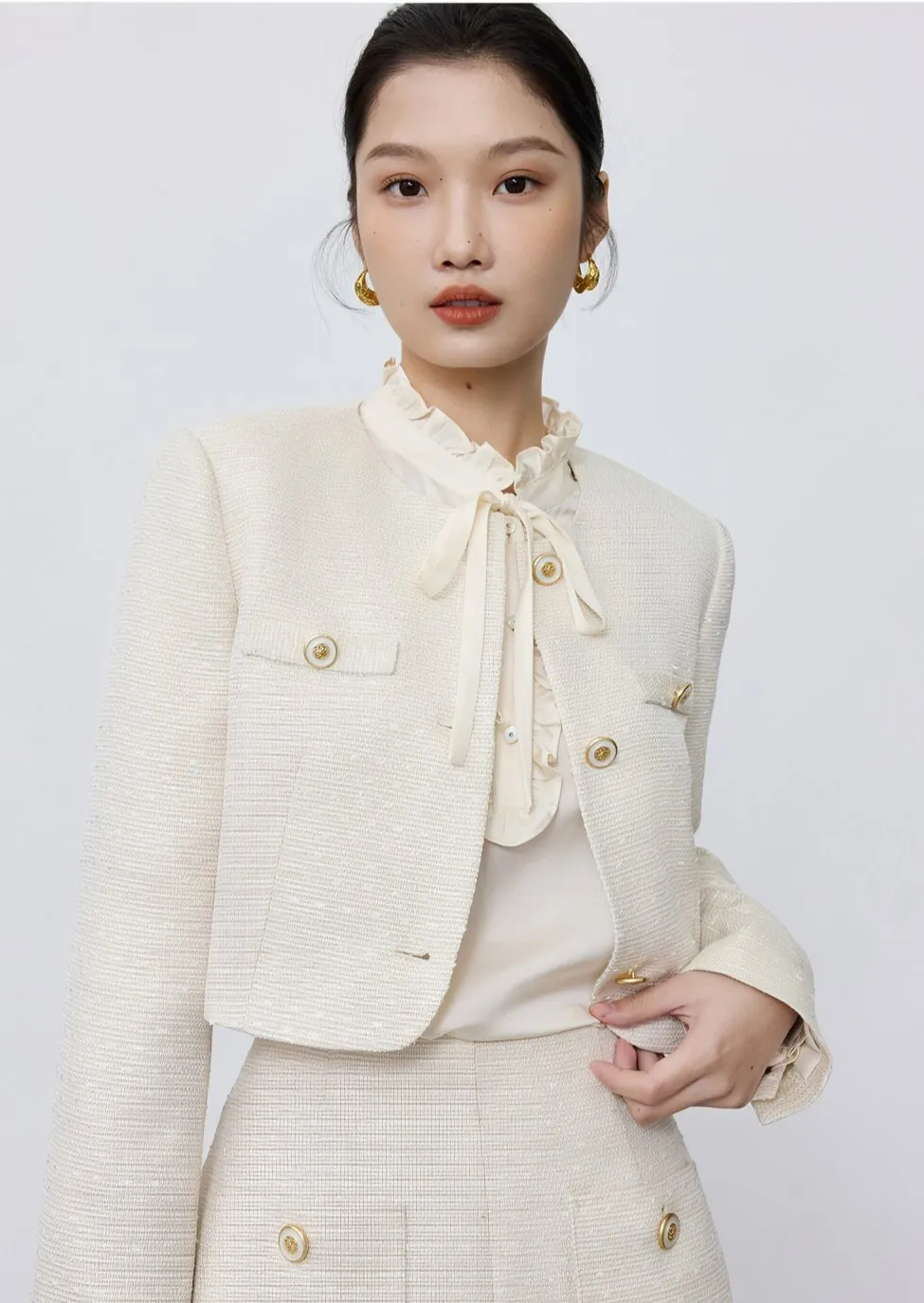 RETRO RUFFLE SILK SHIRT